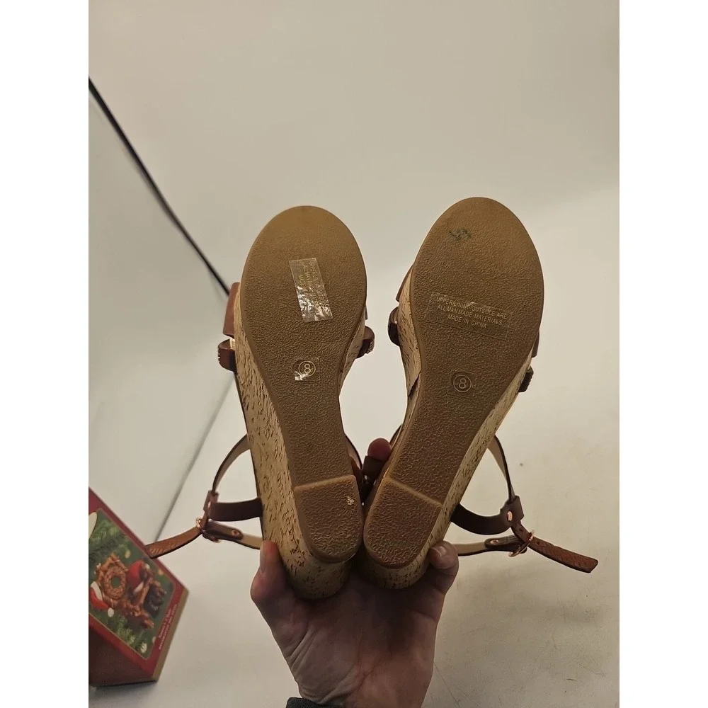 Extreme 90s Eddie Marc‎ Chunky Platform Wedge Peep Toe Slingback Shoes Sz 8